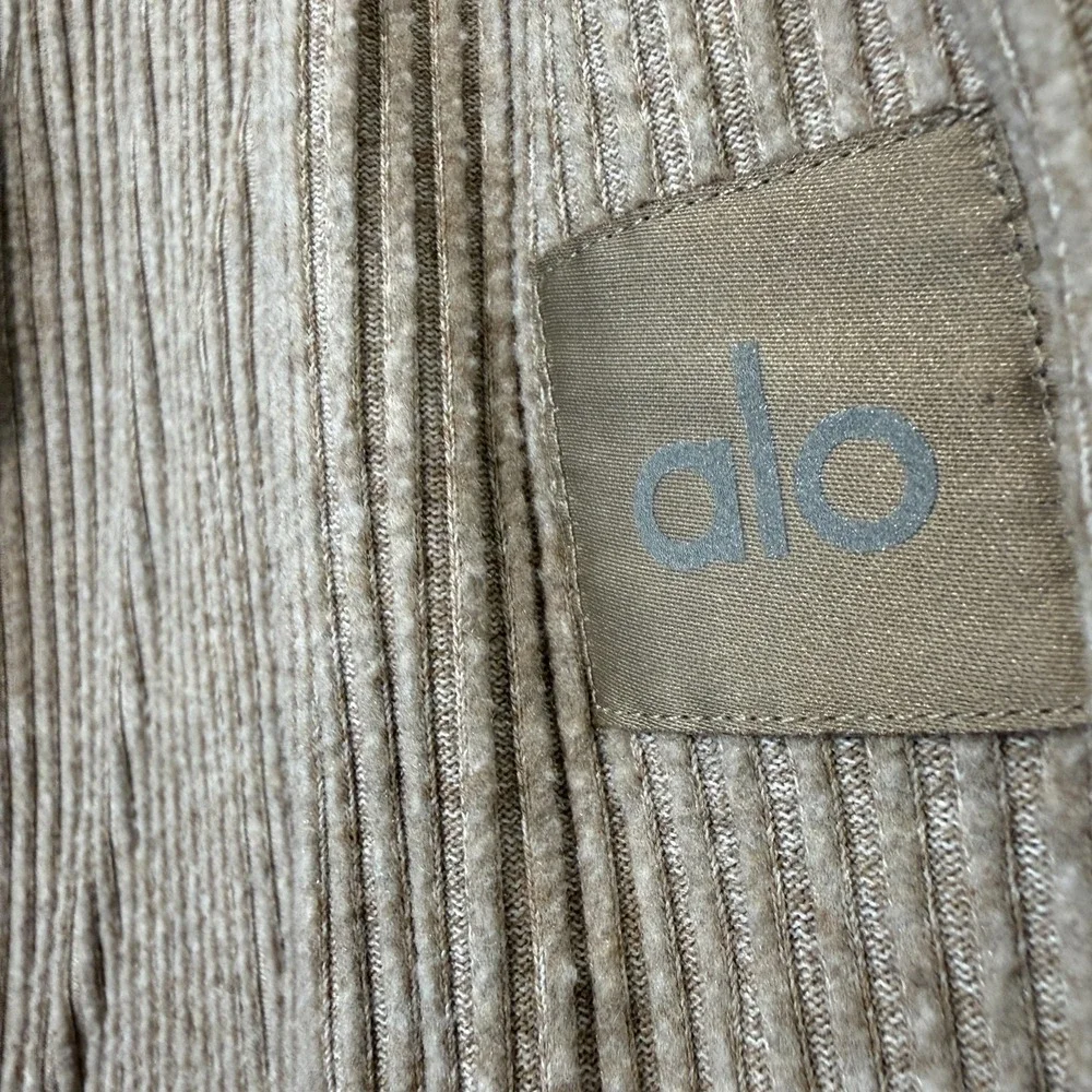 Alo Yoga Muse Ribbed Sweatpants‎ Joggers Womens Medium Gravel Heather Beige Knit